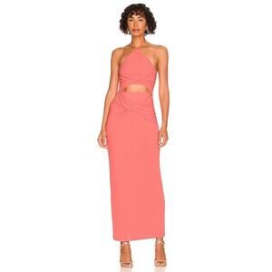 Significant Other Hallie Maxi Dress Size 10 Cut Out Waist Draped Skirt Coral